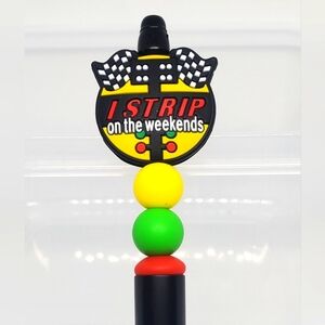 B2G1F Drag Racing "I Strip On The Weekends" Beaded Pen, New